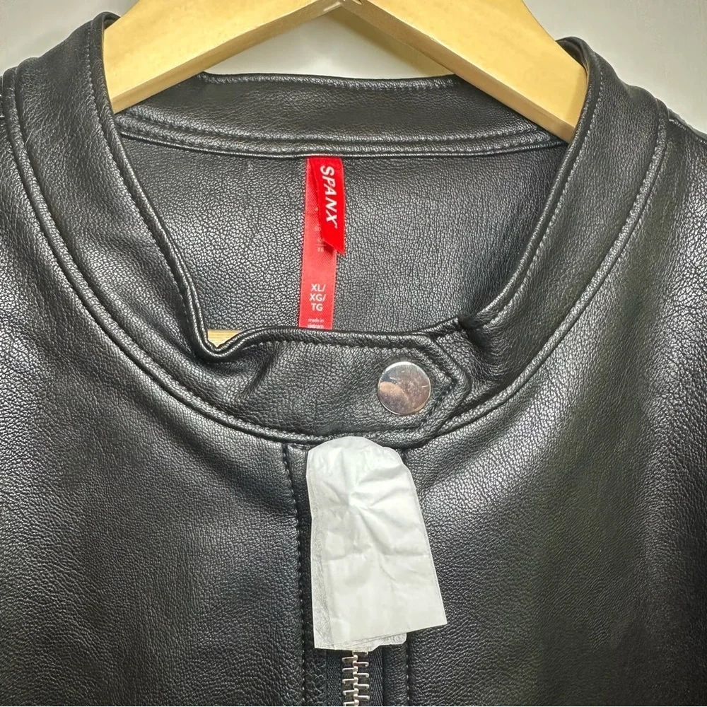 Spanx Leather-Like Black Moto Jacket. Size: XL. NWT.